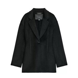 Zara Black Tailored Blazer With Wool ZW Collection